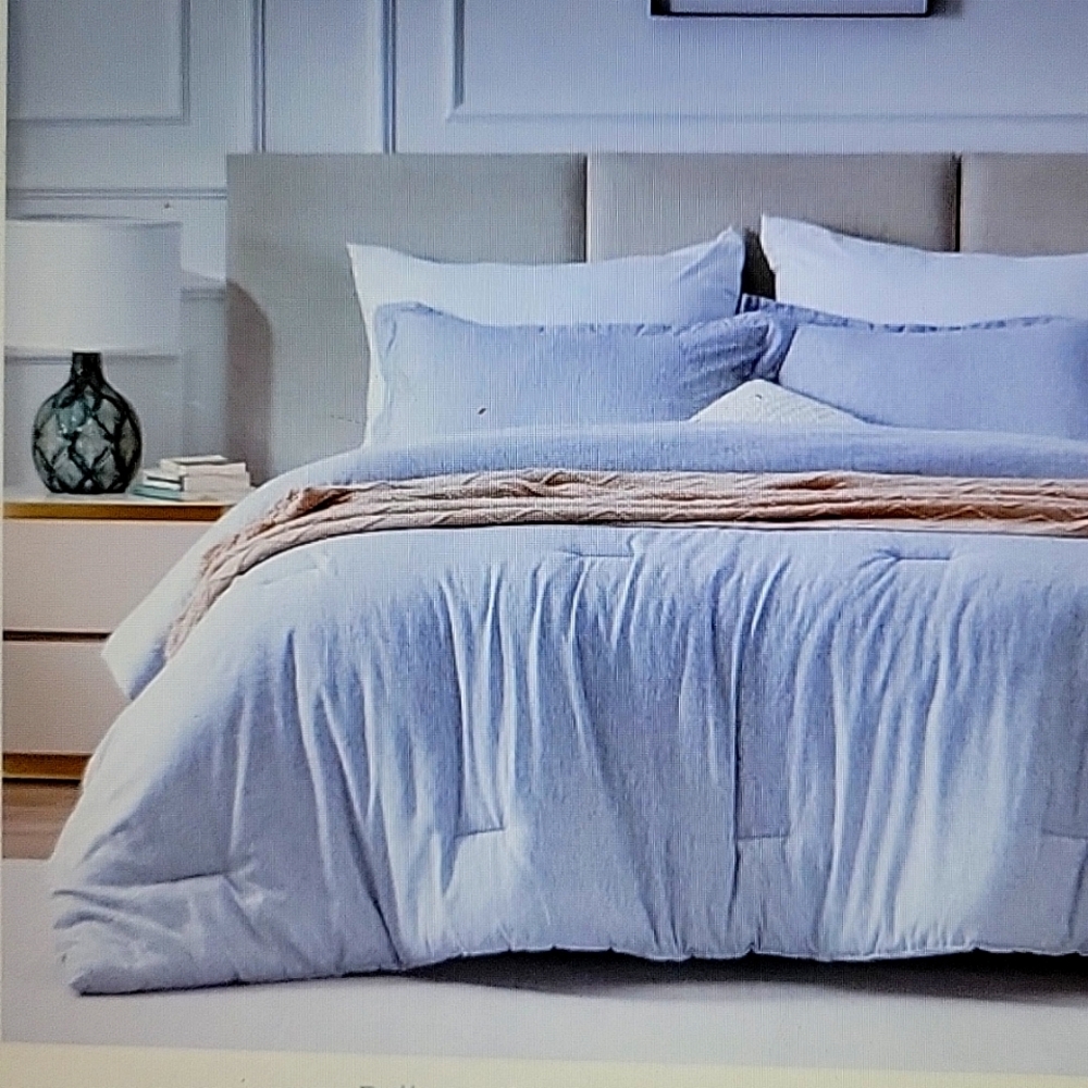 Cozylux Full 3 pc Comforter Set Gray Cationic Luxury Breathable Lightweight NEW